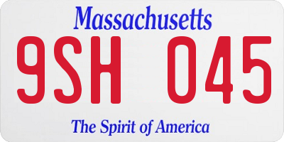 MA license plate 9SH045