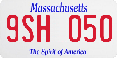MA license plate 9SH050