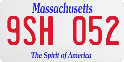MA license plate 9SH052
