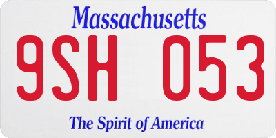 MA license plate 9SH053