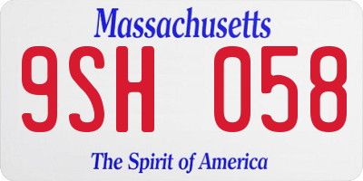 MA license plate 9SH058