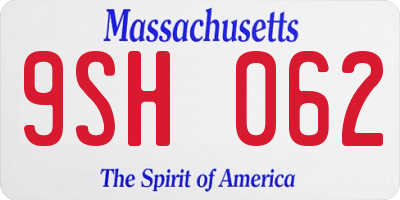 MA license plate 9SH062