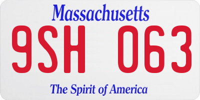 MA license plate 9SH063