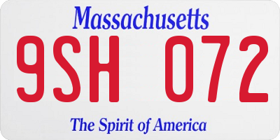 MA license plate 9SH072