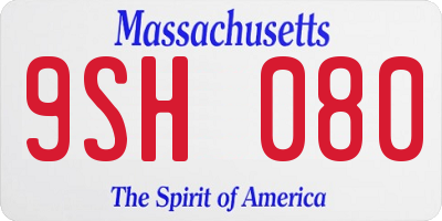 MA license plate 9SH080