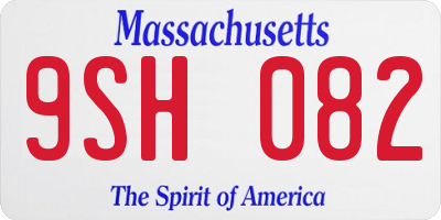 MA license plate 9SH082
