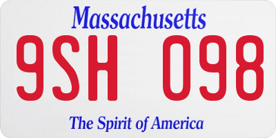 MA license plate 9SH098
