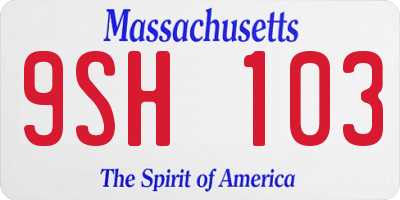 MA license plate 9SH103