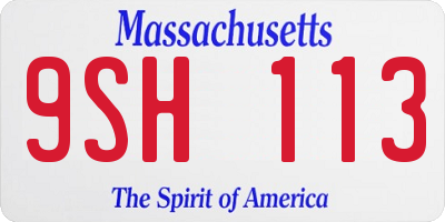 MA license plate 9SH113