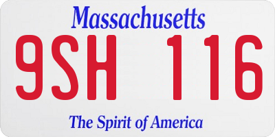 MA license plate 9SH116