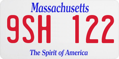 MA license plate 9SH122
