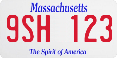 MA license plate 9SH123