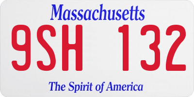 MA license plate 9SH132