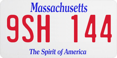 MA license plate 9SH144