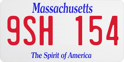 MA license plate 9SH154