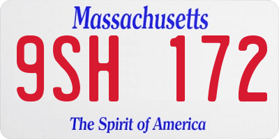 MA license plate 9SH172