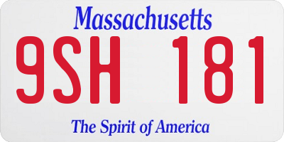 MA license plate 9SH181