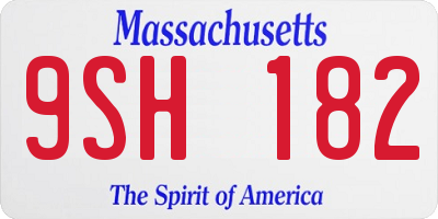 MA license plate 9SH182