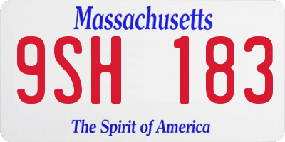 MA license plate 9SH183