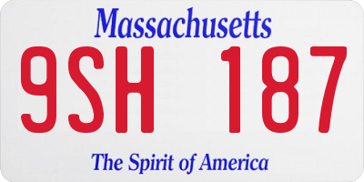 MA license plate 9SH187