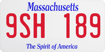 MA license plate 9SH189