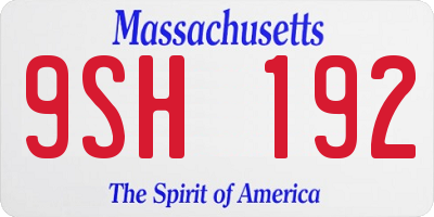 MA license plate 9SH192