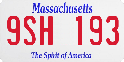 MA license plate 9SH193