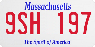 MA license plate 9SH197