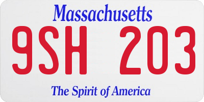 MA license plate 9SH203