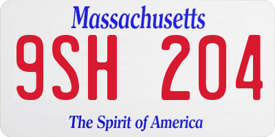 MA license plate 9SH204