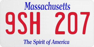 MA license plate 9SH207