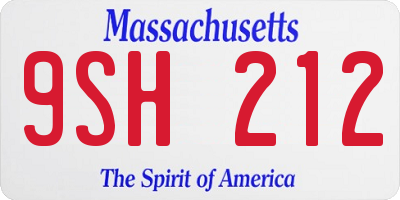 MA license plate 9SH212