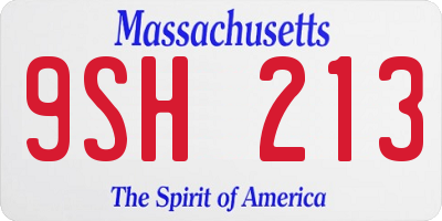 MA license plate 9SH213