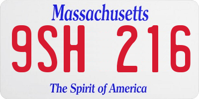 MA license plate 9SH216