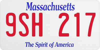 MA license plate 9SH217