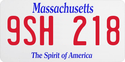 MA license plate 9SH218