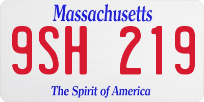MA license plate 9SH219