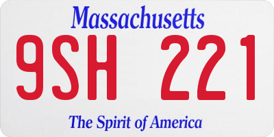 MA license plate 9SH221