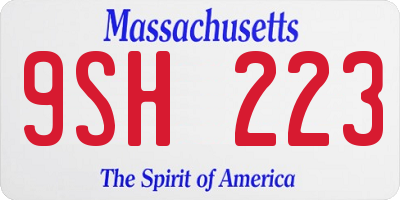 MA license plate 9SH223