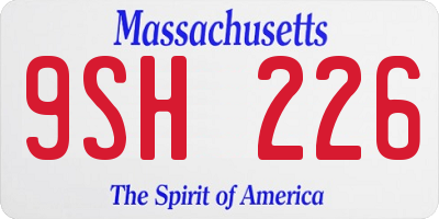 MA license plate 9SH226