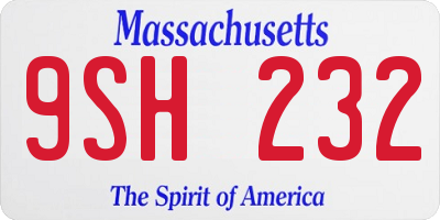 MA license plate 9SH232