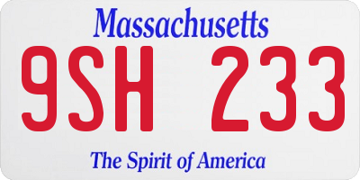 MA license plate 9SH233