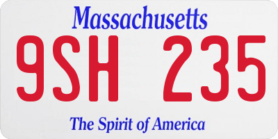 MA license plate 9SH235