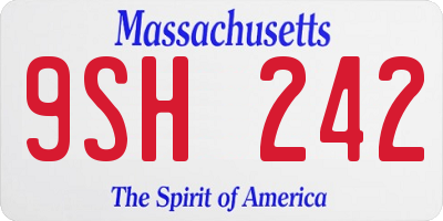 MA license plate 9SH242