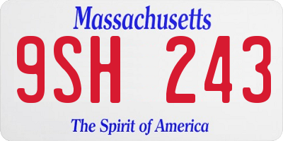 MA license plate 9SH243
