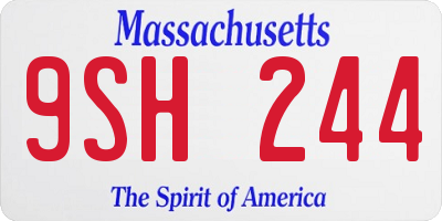 MA license plate 9SH244