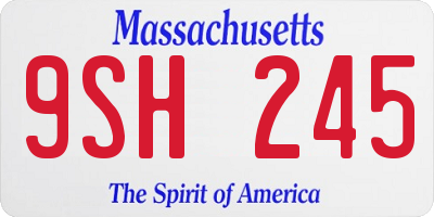 MA license plate 9SH245