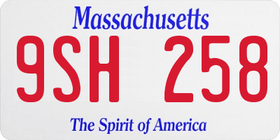 MA license plate 9SH258
