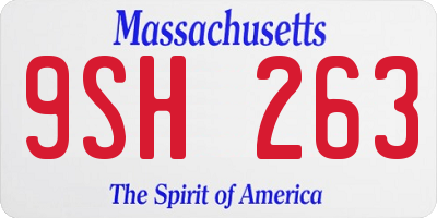 MA license plate 9SH263