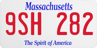 MA license plate 9SH282